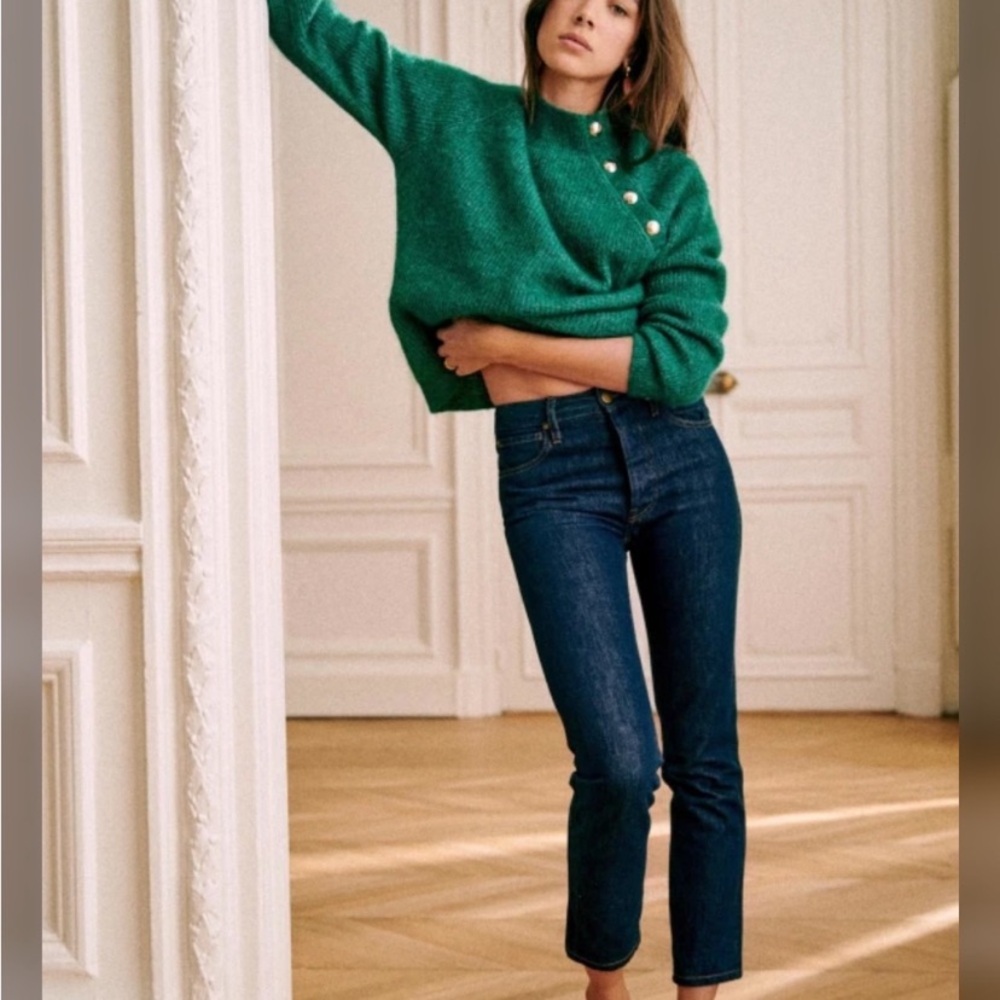 Sezane Brut Sexy Tall Indigo Size 28 Straight Leg High Waist